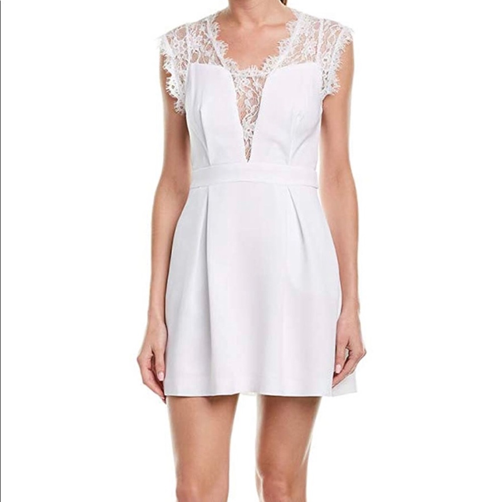 BCBGeneration white lace bachelorette, bridal shower rehearsal dress NWT BCBG